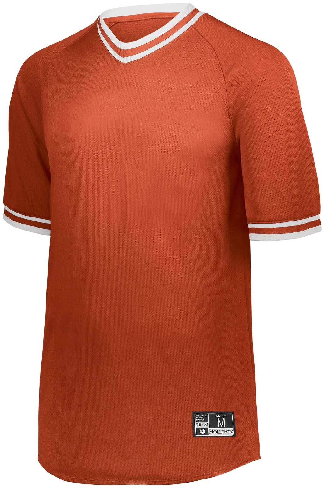 Holloway 221221 Youth Retro V-Neck Baseball Jersey - Orange White - HIT a Double