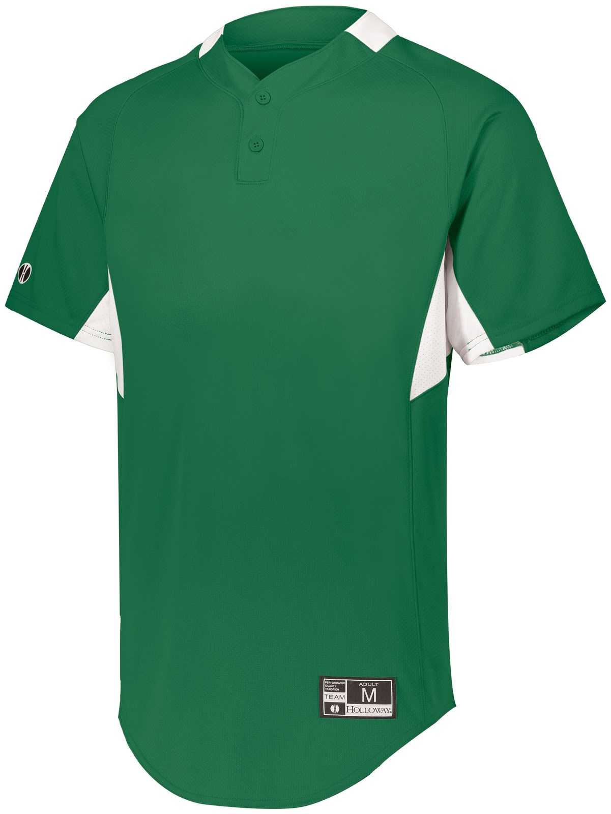Holloway 221224 Youth Game7 Two-Button Baseball Jersey - Kelly White - HIT a Double