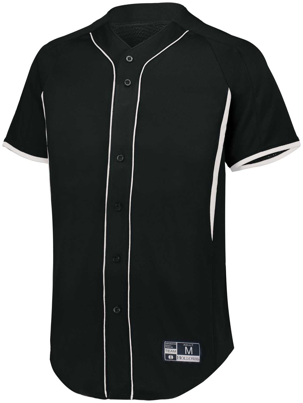 Holloway 221225 Youth Game7 Full-Button Baseball Jersey - Black White - HIT a Double