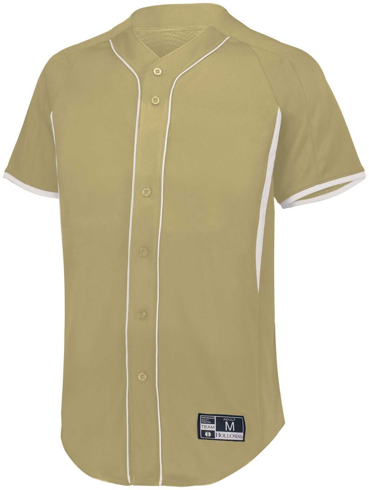 Holloway 221225 Youth Game7 Full-Button Baseball Jersey - Vegas Gold White - HIT a Double