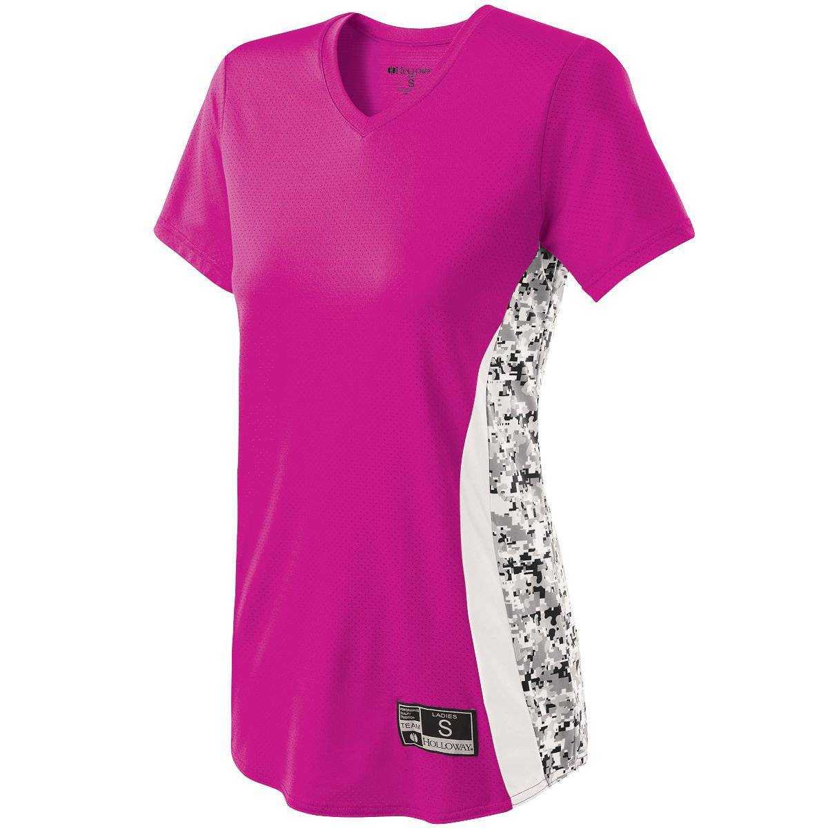Holloway 221317 Ladies Change-Up Jersey - Power Pink White White Print - HIT a Double