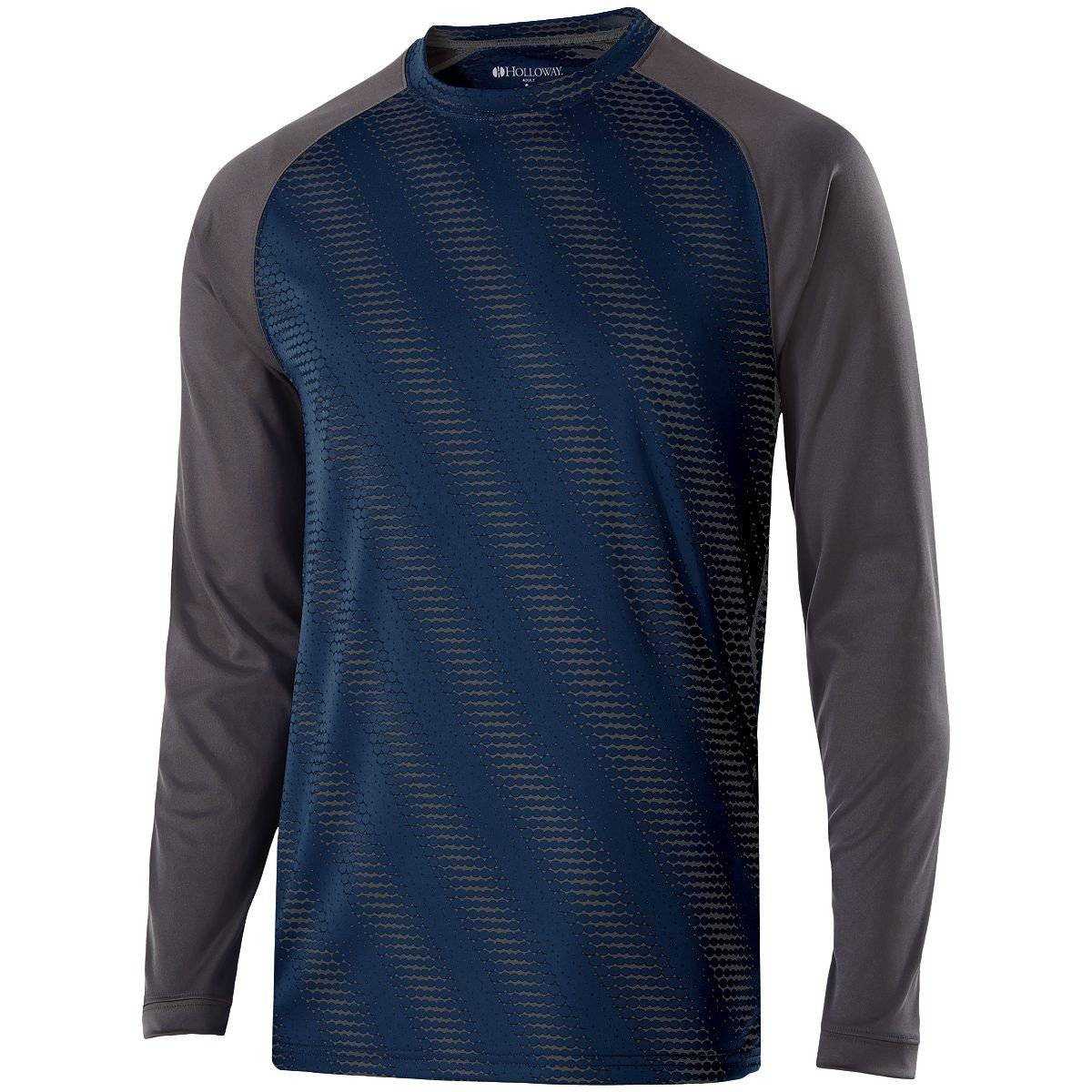 Holloway 222211 Youth Long Sleeve Torpedo Shirt - Navy Carbon - HIT a Double