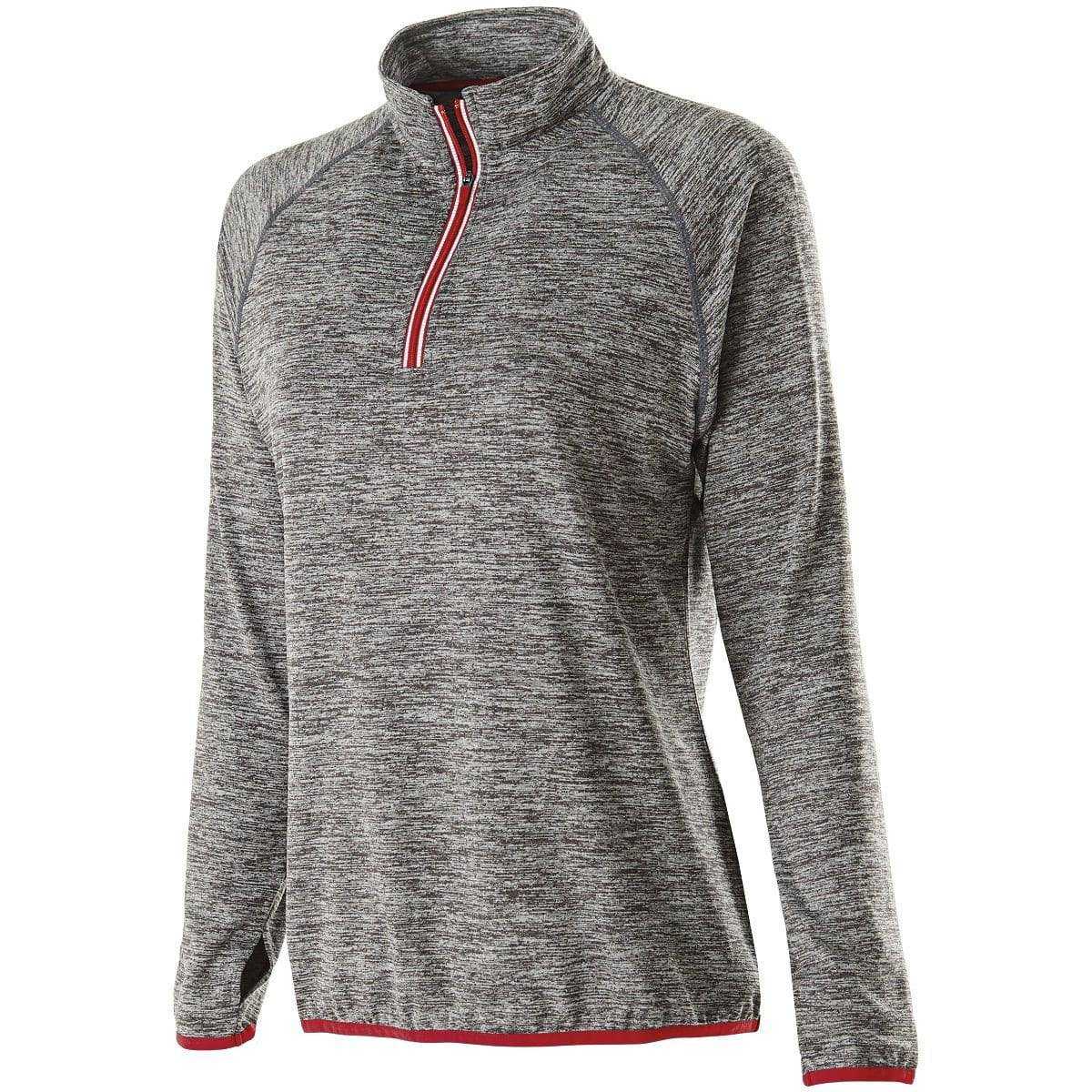 Holloway 222300 Ladies Force Training Top - Carbon Heather Scarlet - HIT a Double