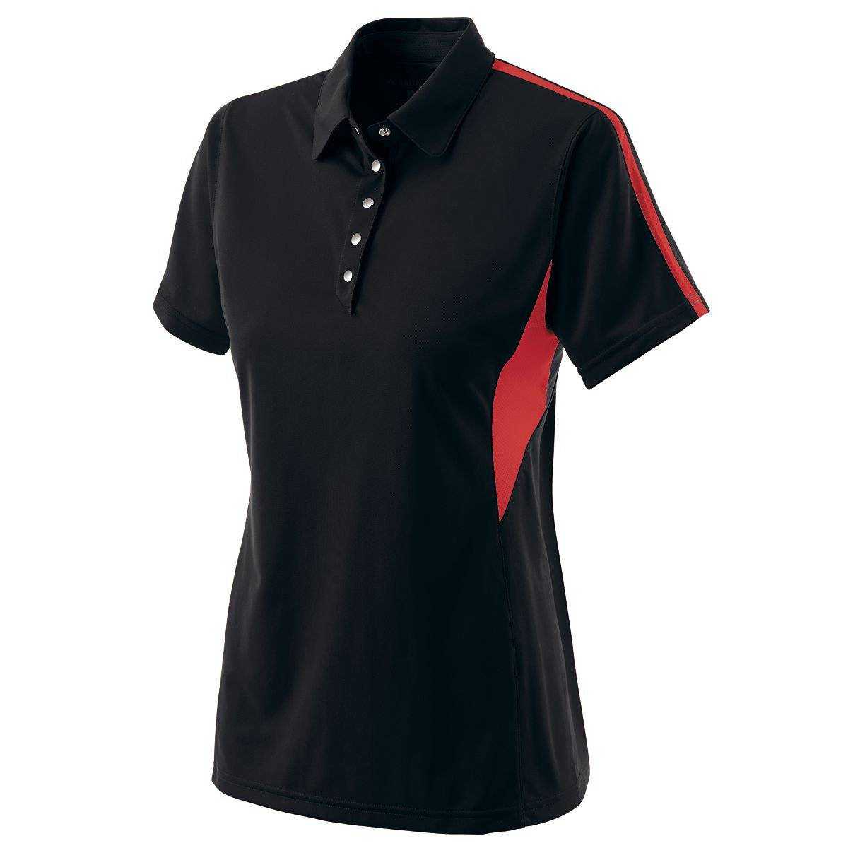 Holloway 222308 Ladies Shark Bite Polo - Black Scarlet - HIT a Double