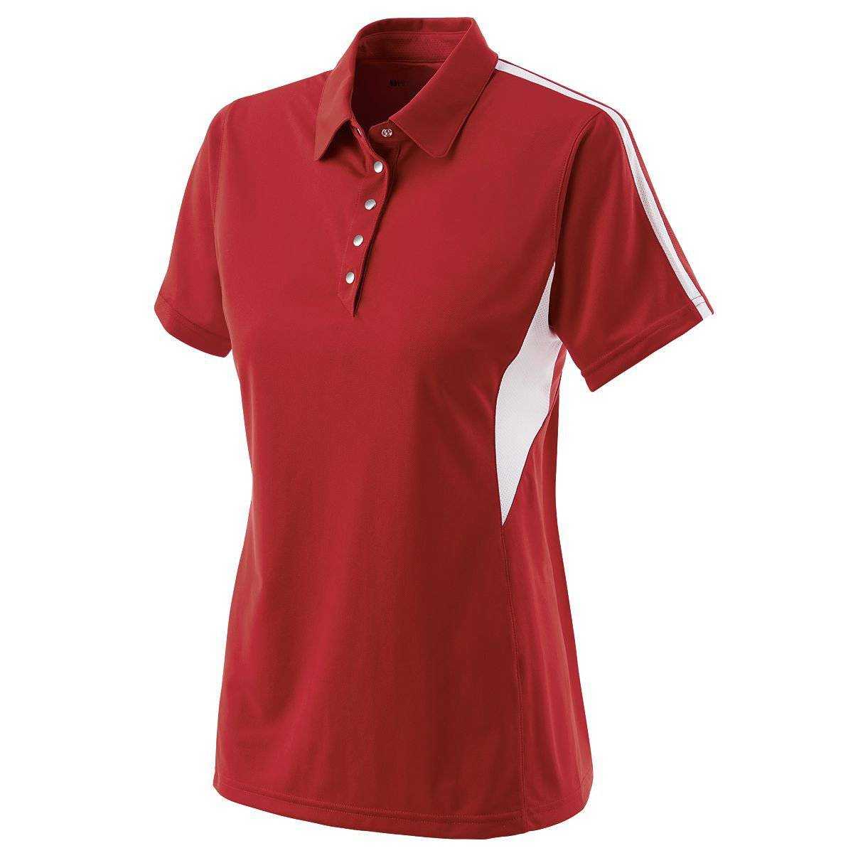 Holloway 222308 Ladies Shark Bite Polo - Scarlet White - HIT a Double