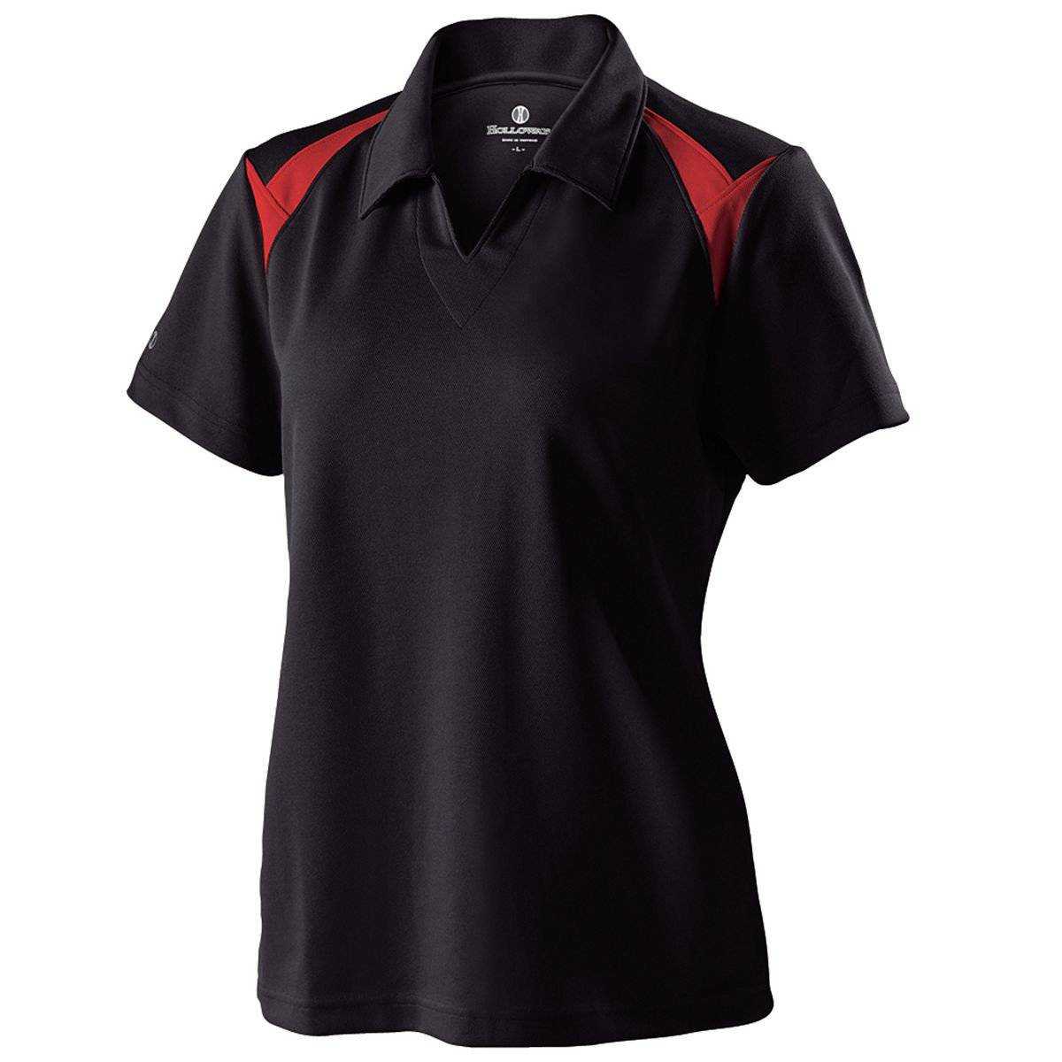 Holloway 222346 Ladies Laser Polo - Black Scarlet - HIT a Double