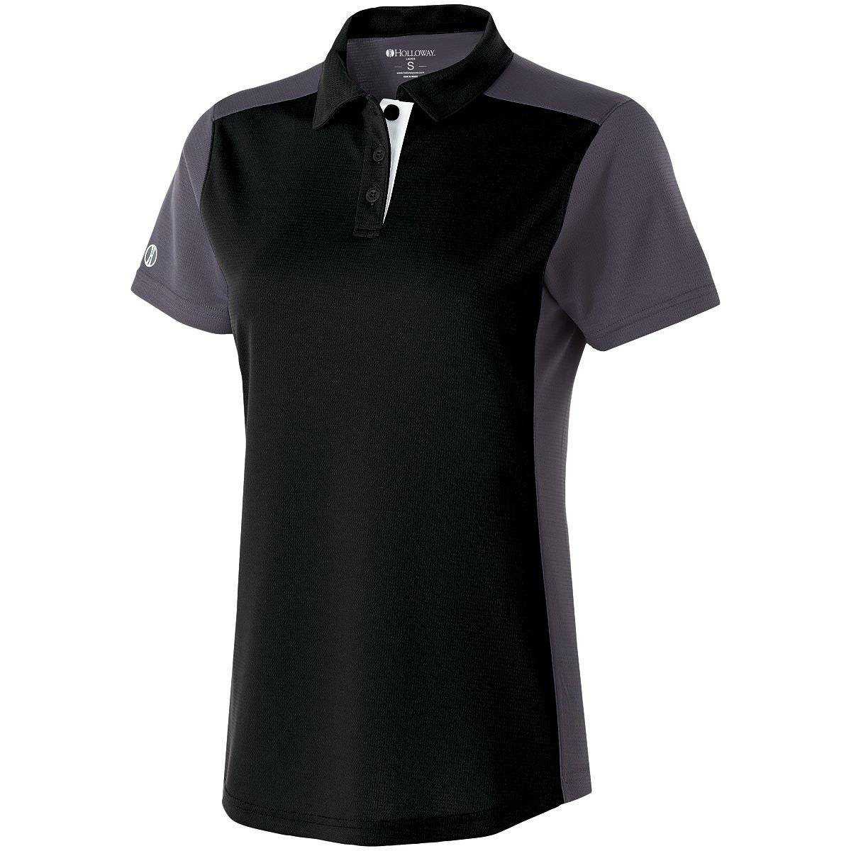 Holloway 222386 Ladies Division Polo - Black Carbon White - HIT a Double