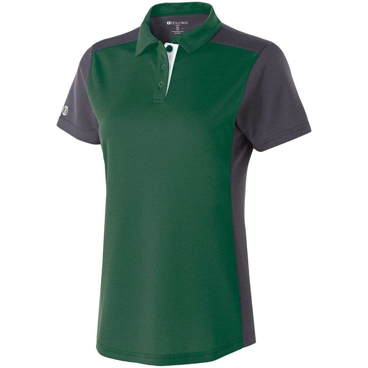 Holloway 222386 Ladies Division Polo - Forest Carbon White - HIT a Double