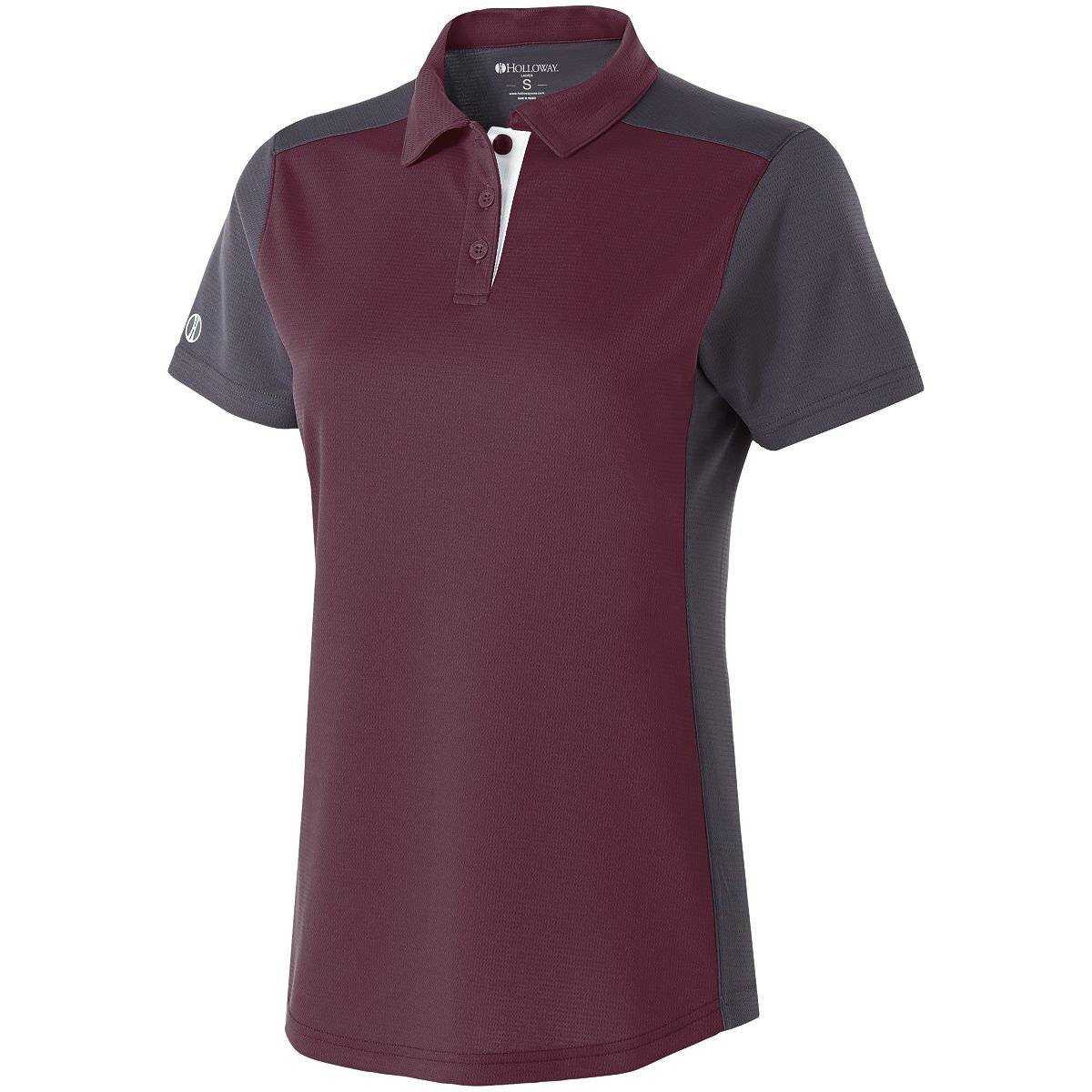 Holloway 222386 Ladies Division Polo - Maroon Carbon White - HIT a Double