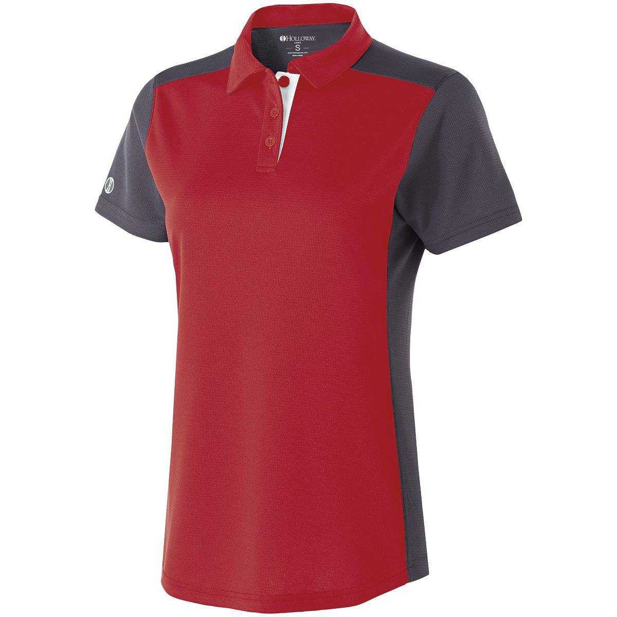 Holloway 222386 Ladies Division Polo - Scarlet Carbon White - HIT a Double