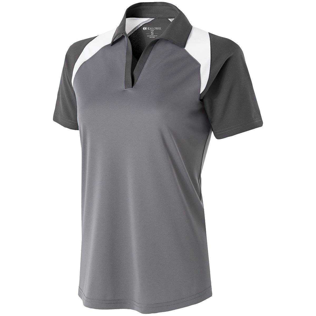 Holloway 222392 Ladies Shield Polo - Graphite Carbon White - HIT a Double