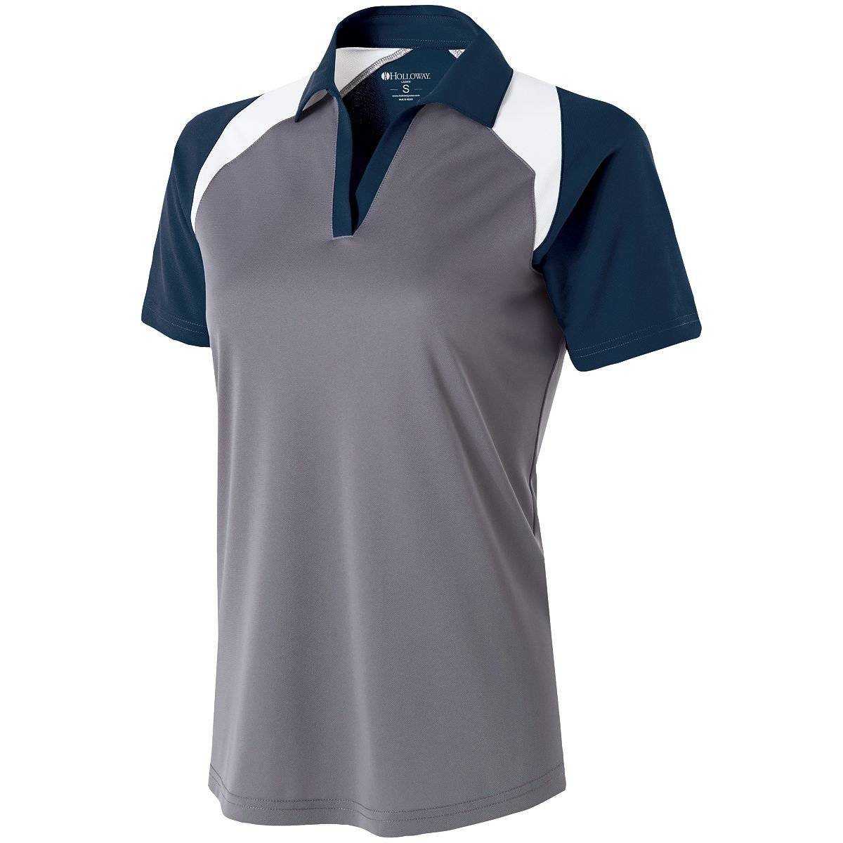 Holloway 222392 Ladies Shield Polo - Graphite Navy White - HIT a Double