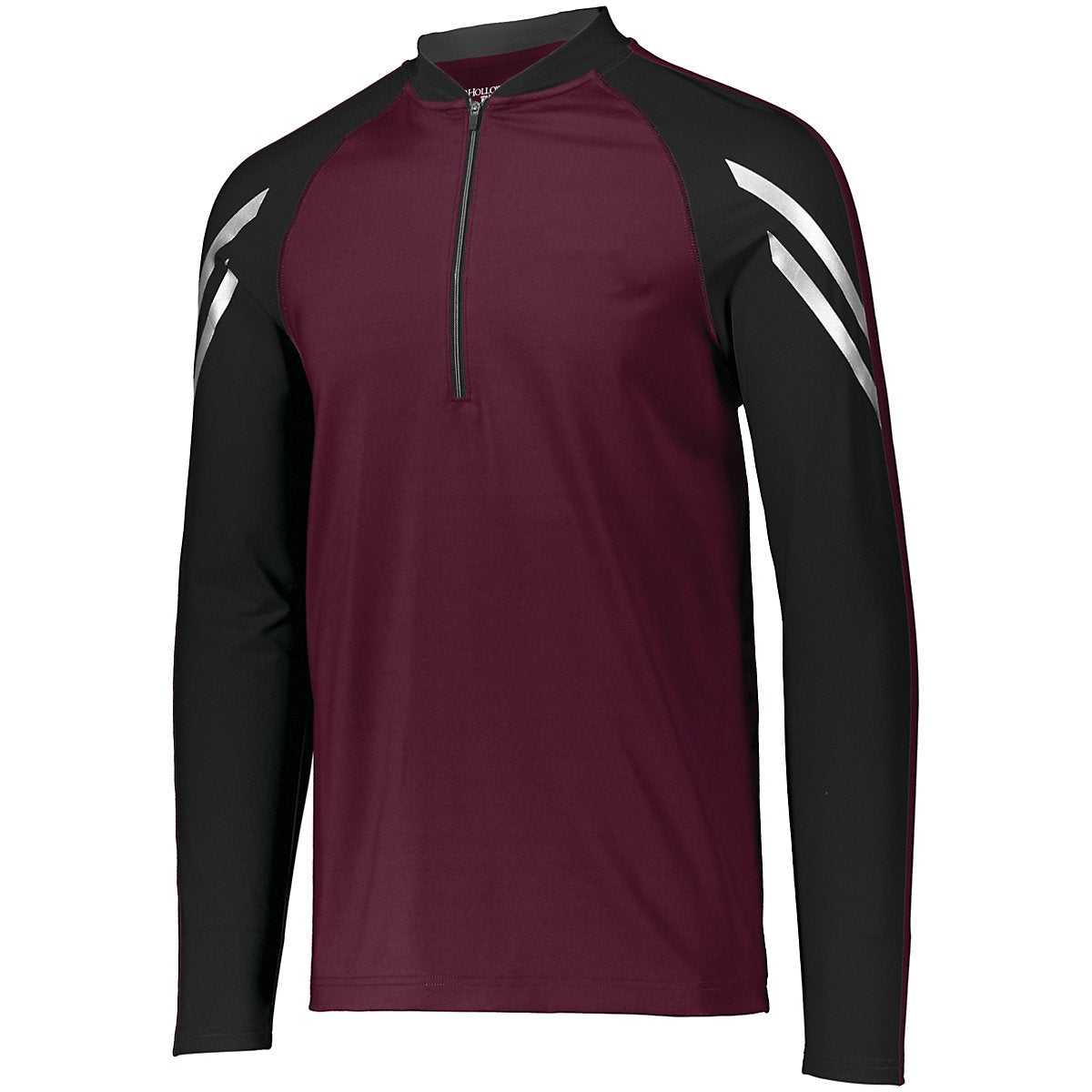 Holloway 222502 Flux 1/2 Zip Pullover - Maroon Black - HIT a Double