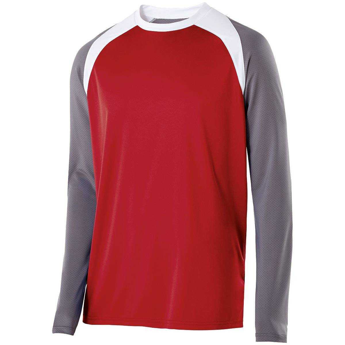Holloway 222504 Shield Shirt - Scarlet Graphite White - HIT a Double