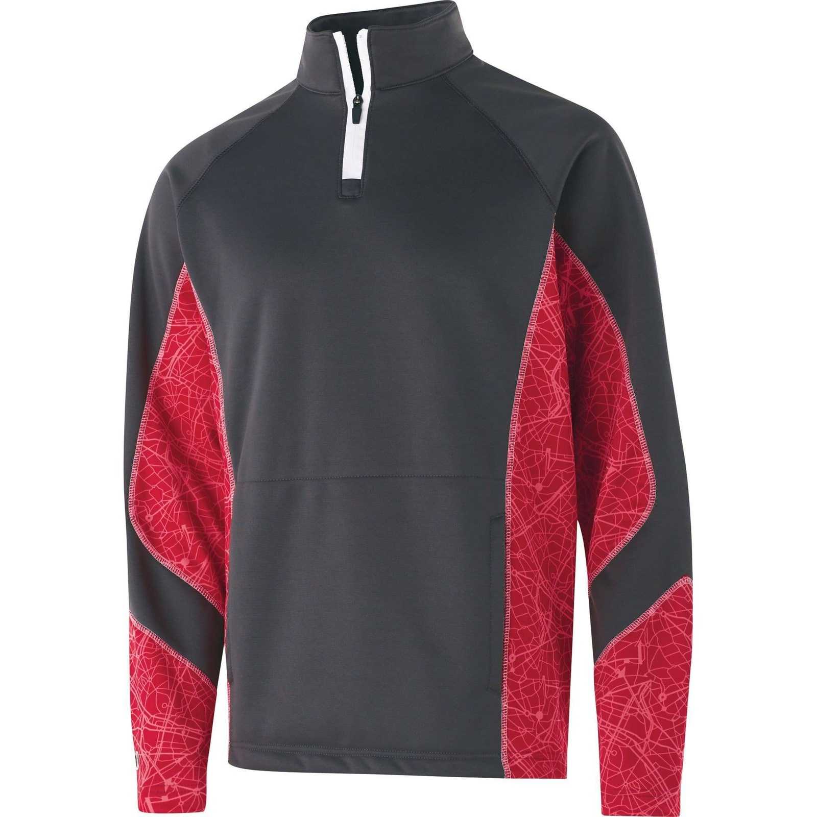 Holloway 222535 Complex Pullover - Carbon Scarlet White - HIT a Double