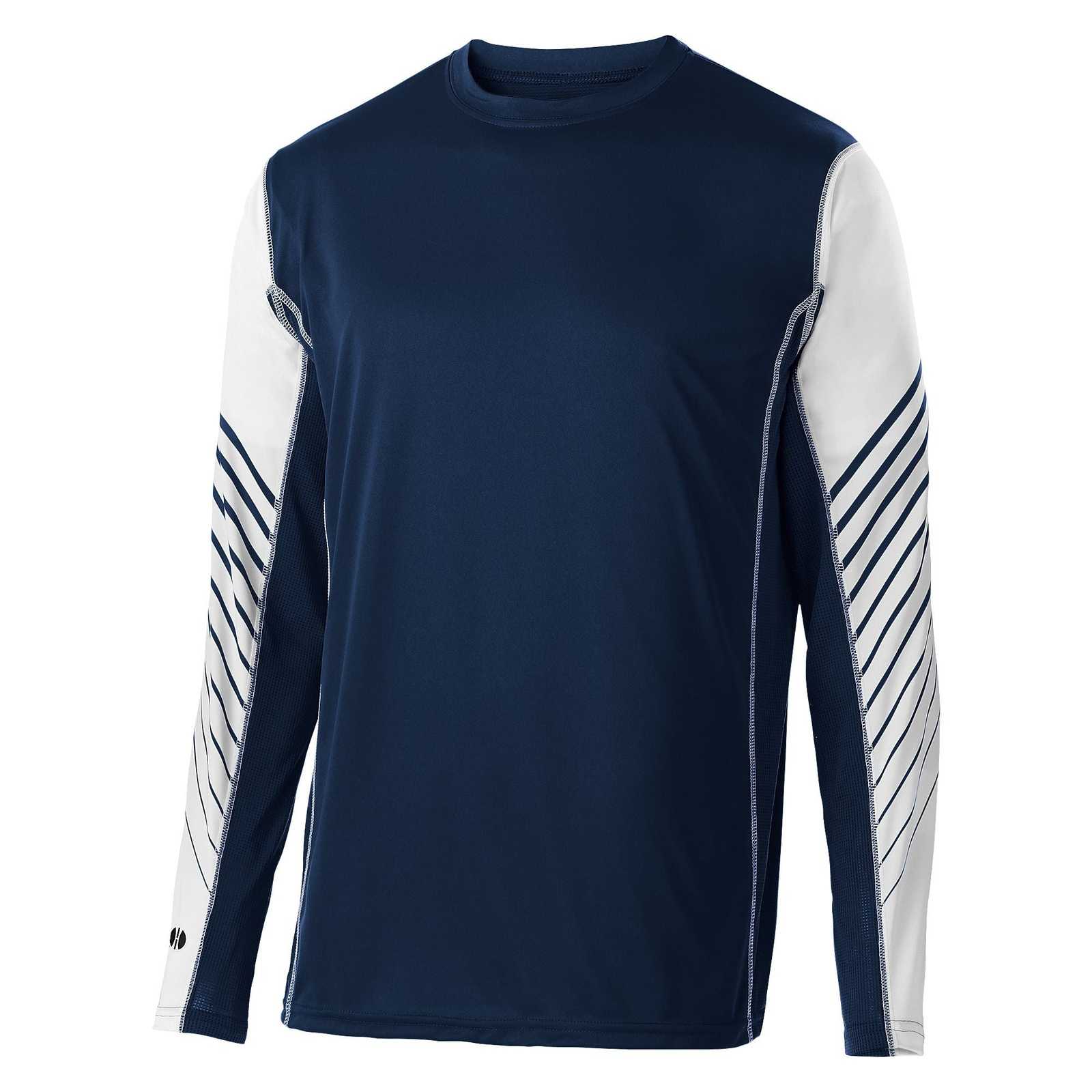 Holloway 222541 Arc Shirt Long Sleeve - Navy White - HIT a Double
