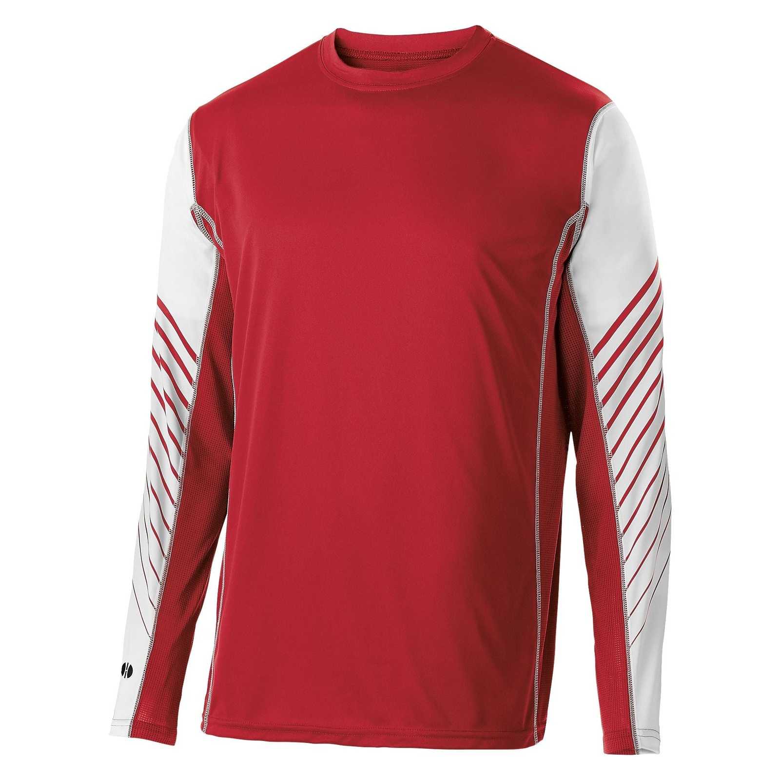 Holloway 222541 Arc Shirt Long Sleeve - Scarlet White - HIT a Double