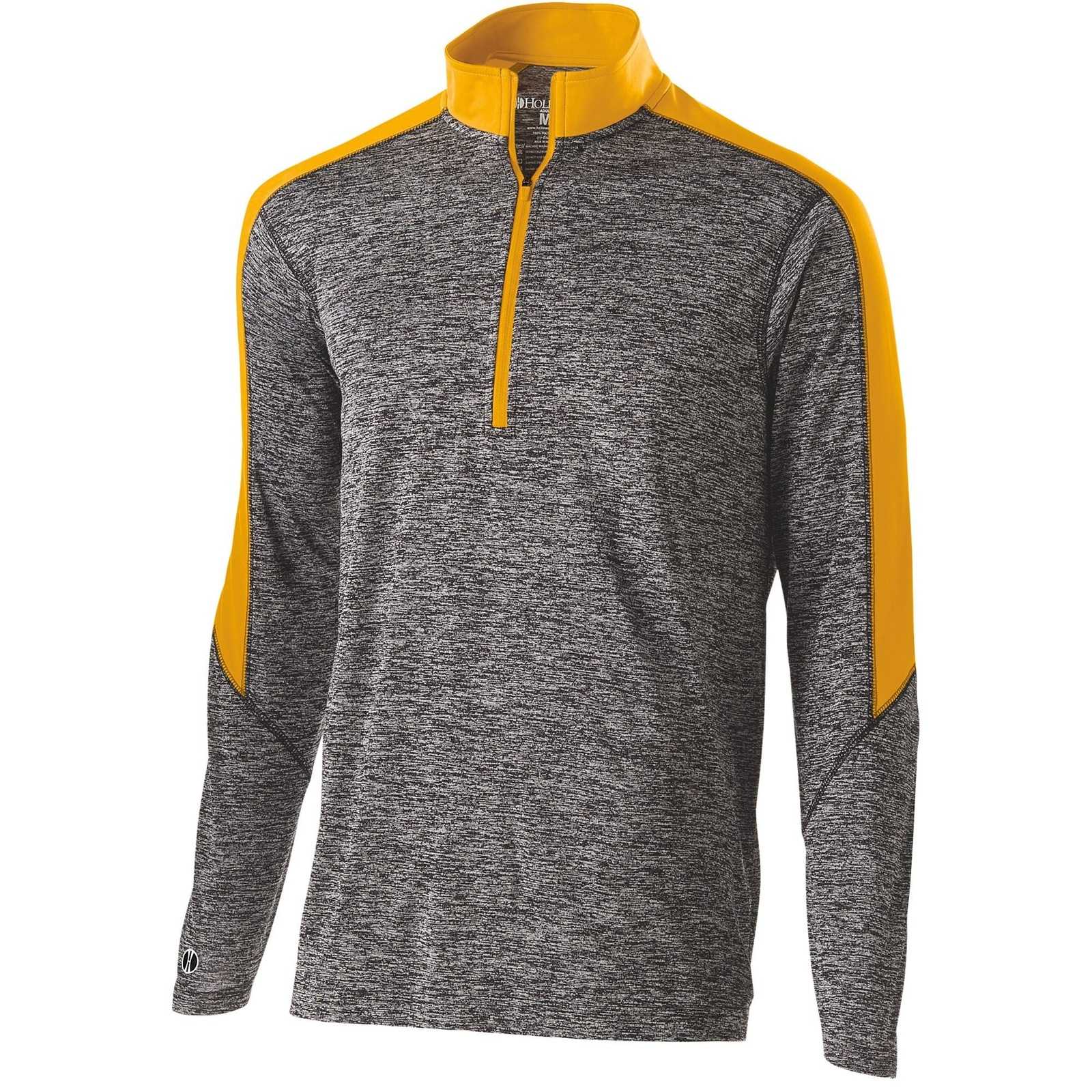 Holloway 222542 Electrify 1/2 Zip Pullover - Black Heather Light Gold - HIT a Double