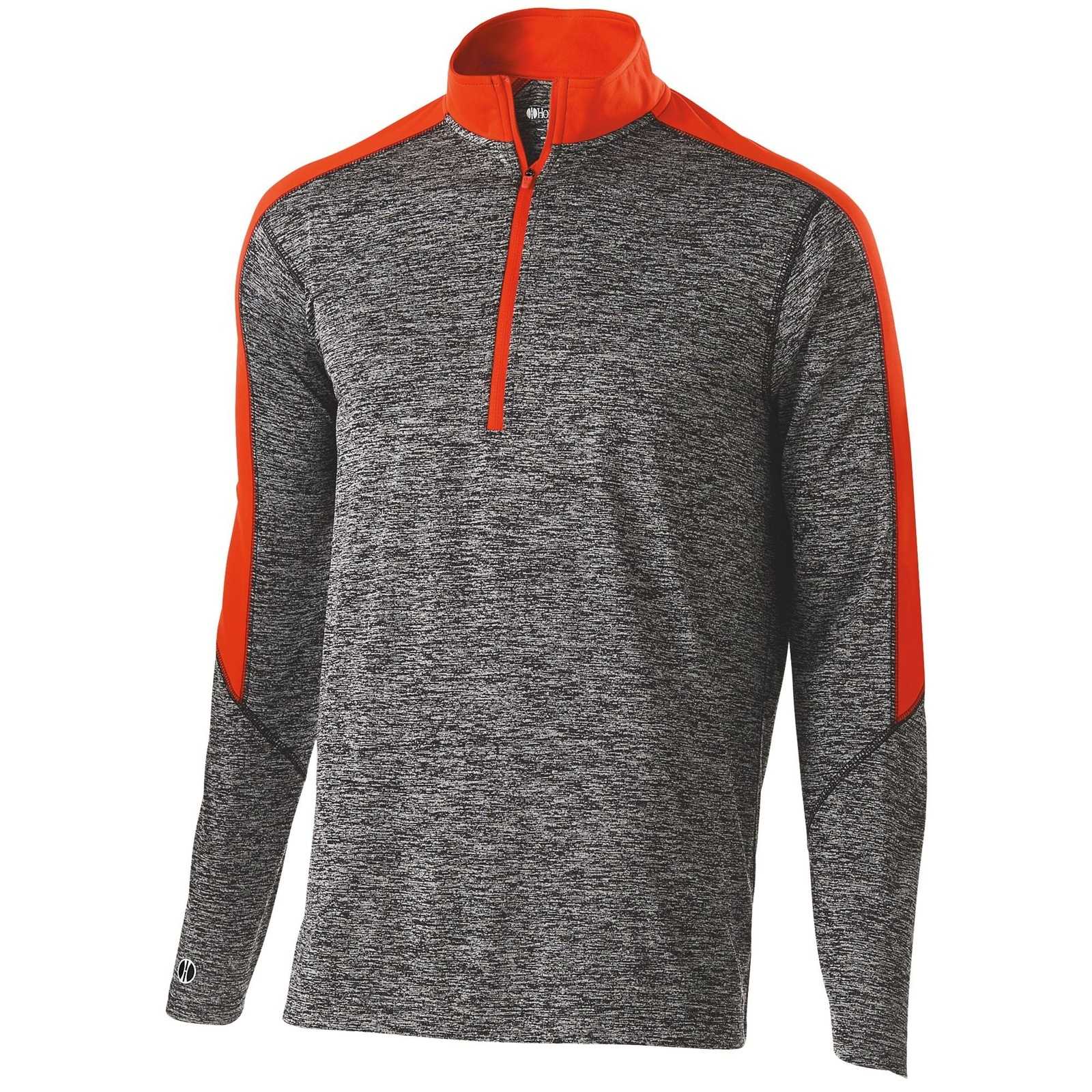 Holloway 222542 Electrify 1/2 Zip Pullover - Black Heather Orange - HIT a Double