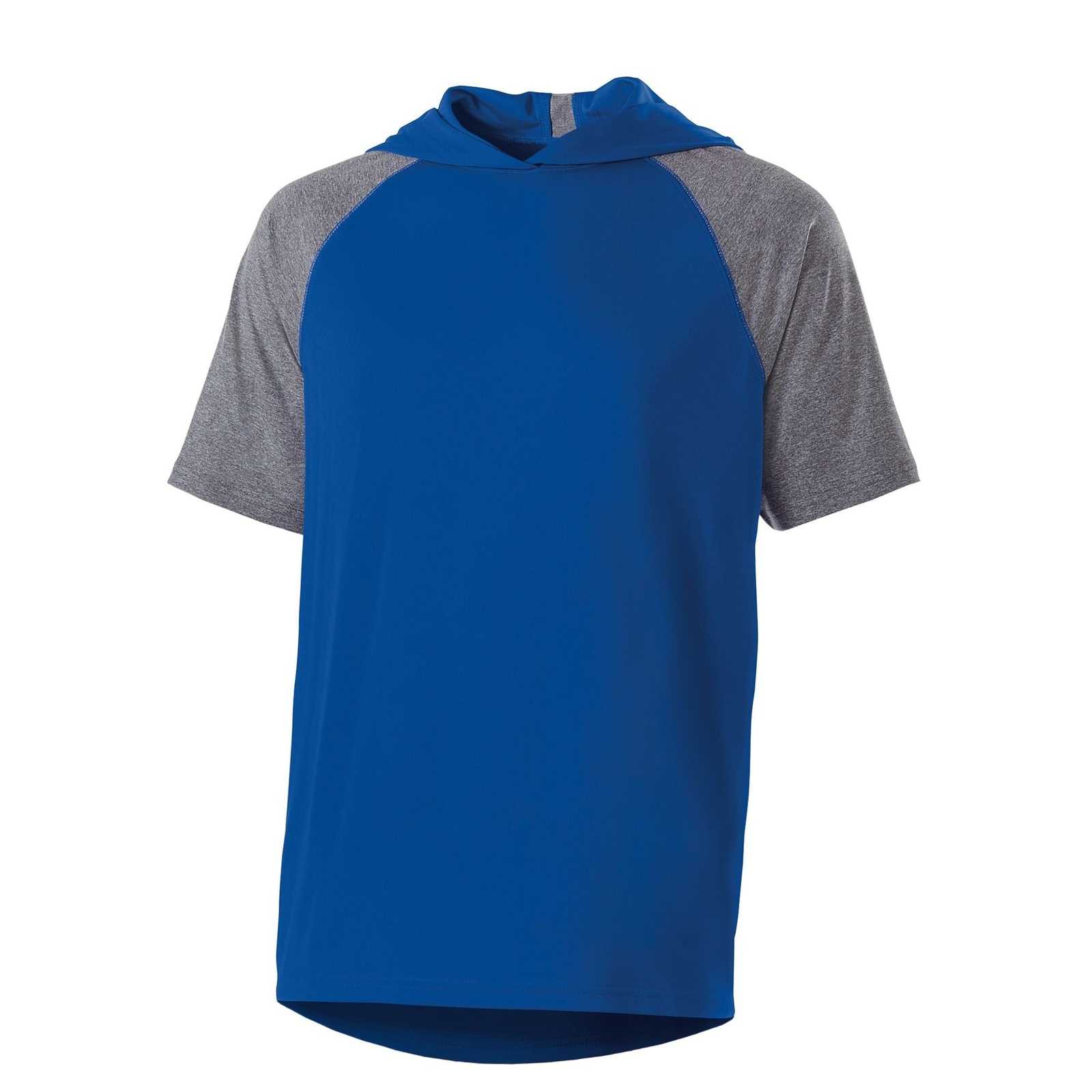 Holloway 222545 Echo Hoodie Short Sleeve - Royal Graphite Heather - HIT a Double