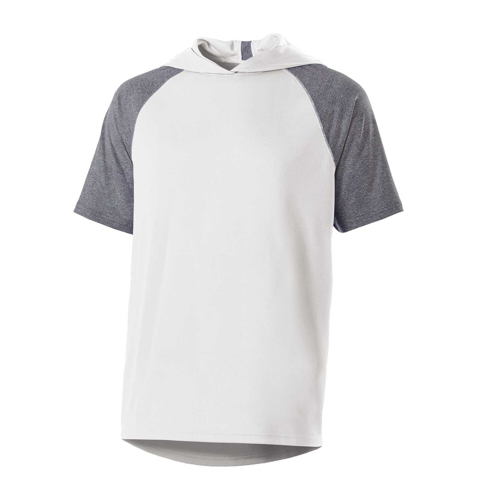 Holloway 222545 Echo Hoodie Short Sleeve - White Graphite Heather - HIT a Double