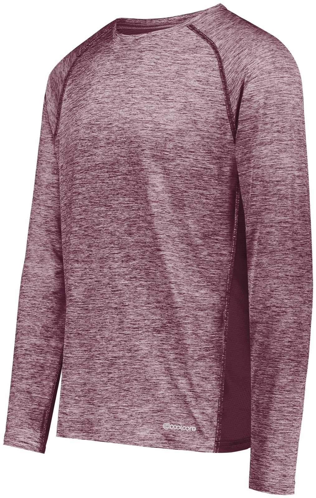 Holloway 222570 Electrify CoolCore Long Sleeve T-Shirt - Maroon Heather - HIT a Double