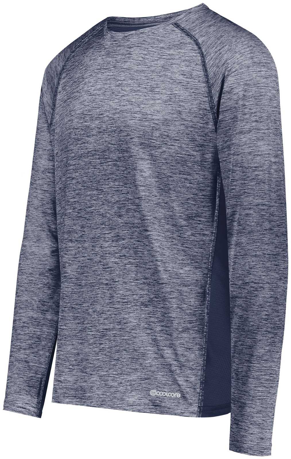 Holloway 222570 Electrify CoolCore Long Sleeve T-Shirt - Navy Heather - HIT a Double