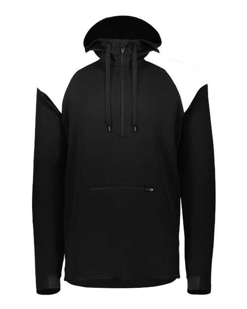 Holloway 222584 Limitless Quarter-Zip Hooded Pullover - Black White - HIT a Double