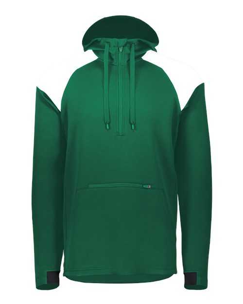 Holloway 222584 Limitless Quarter-Zip Hooded Pullover - Dark Green White - HIT a Double