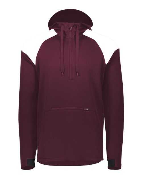 Holloway 222584 Limitless Quarter-Zip Hooded Pullover - Maroon White - HIT a Double