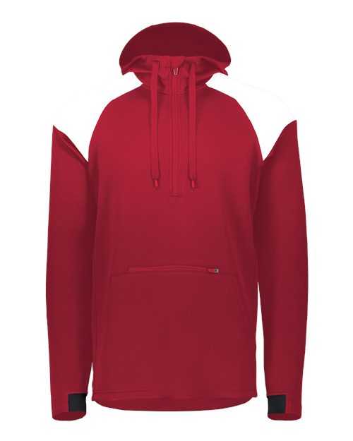 Holloway 222584 Limitless Quarter-Zip Hooded Pullover - Scarlet White - HIT a Double