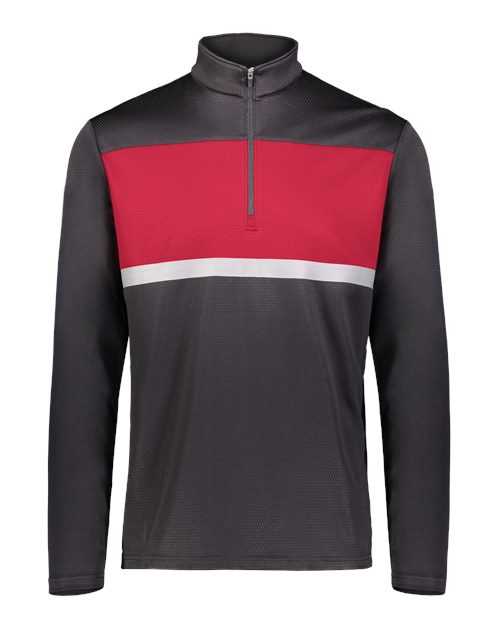 Holloway 222591 Prism Bold Quarter-Zip Pullover - Black Scarlet - HIT a Double
