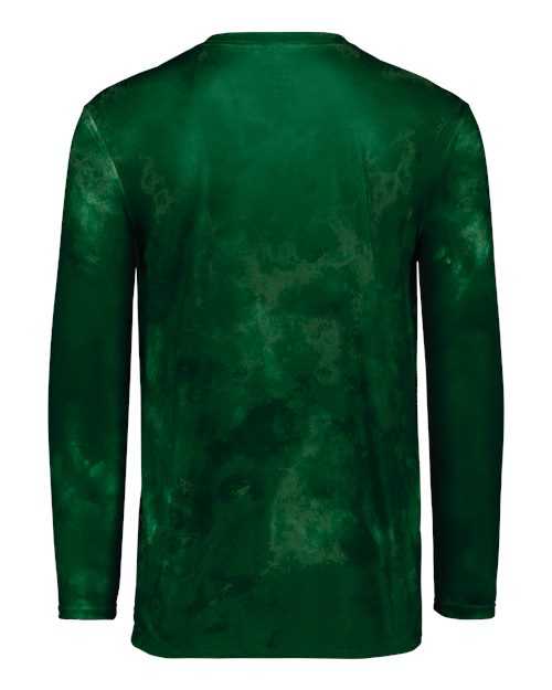 Holloway 222597 Cotton-Touch Cloud Long Sleeve T-Shirt - Dark Green Cloud Print - HIT a Double