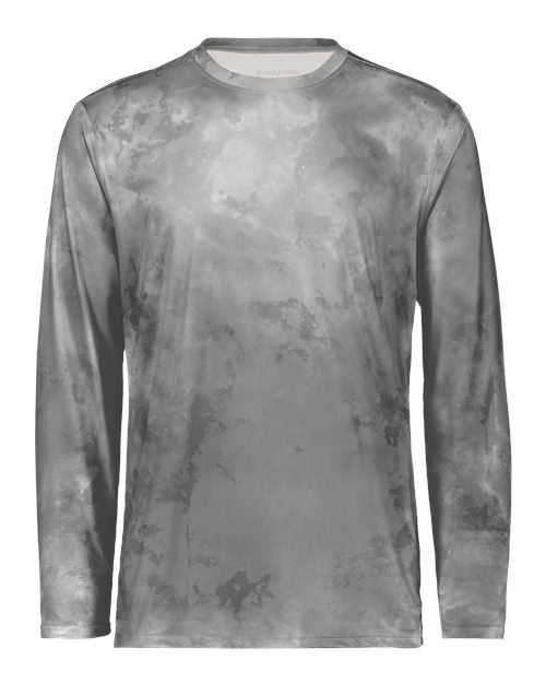Holloway 222597 Cotton-Touch Cloud Long Sleeve T-Shirt - Silver Cloud Print - HIT a Double