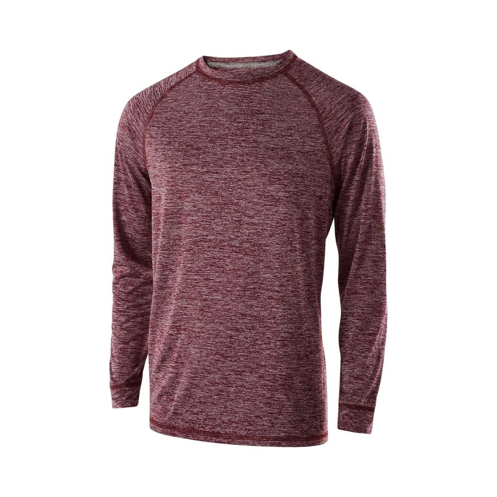 Holloway 222624 Youth Electrify 2.0 Shirt Long Sleeve - Maroon Heather - HIT a Double