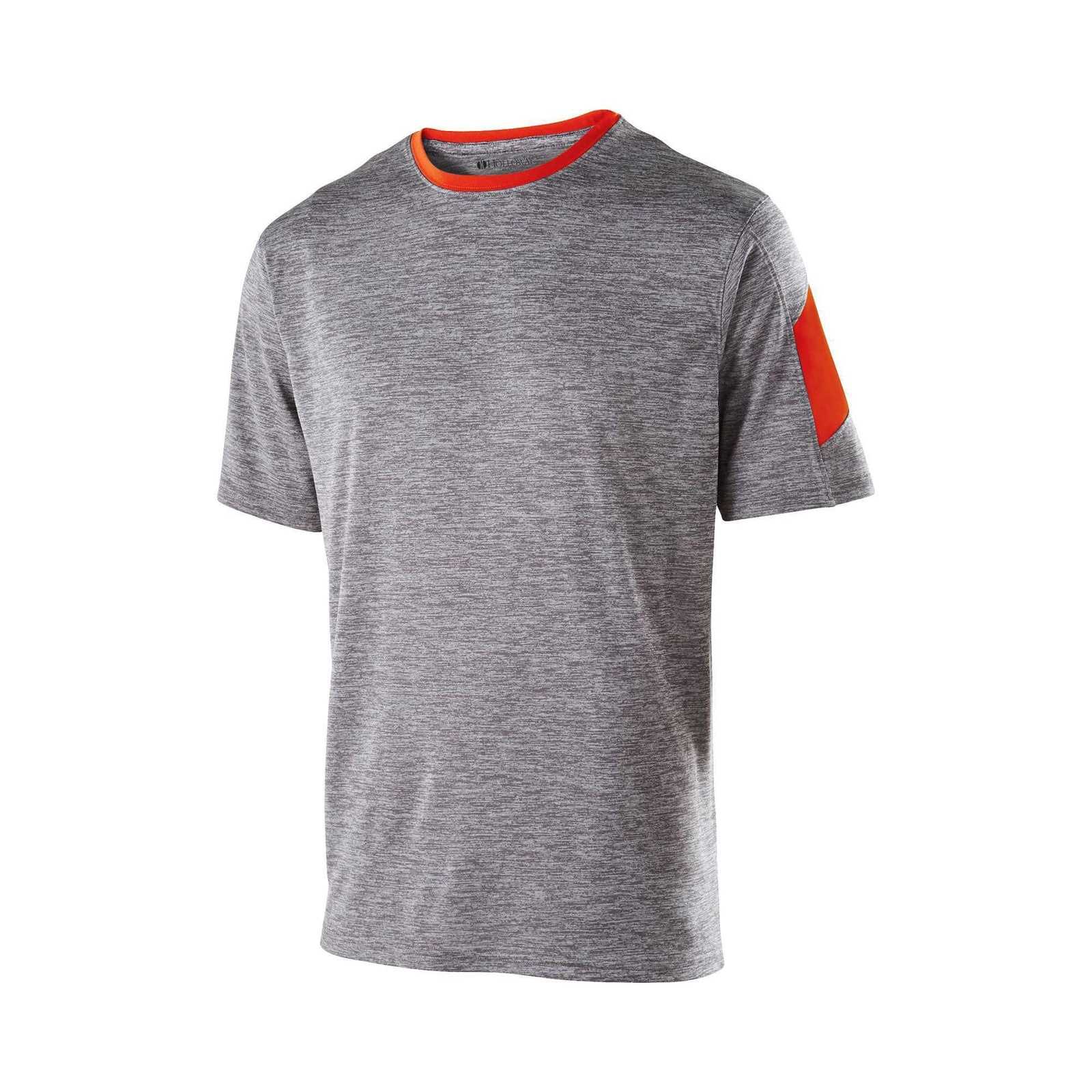 Holloway 222626 Youth Electron Shirt Short Sleeve - Graphite Orange - HIT a Double