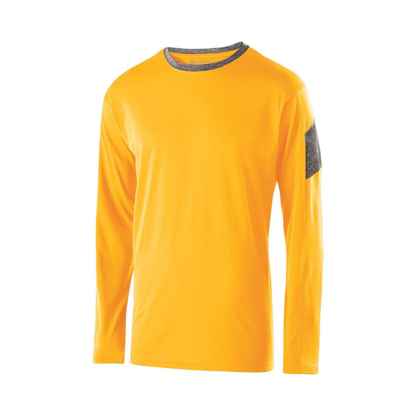 Holloway 222627 Youth Electron Shirt Long Sleeve - Light Gold Graphite - HIT a Double