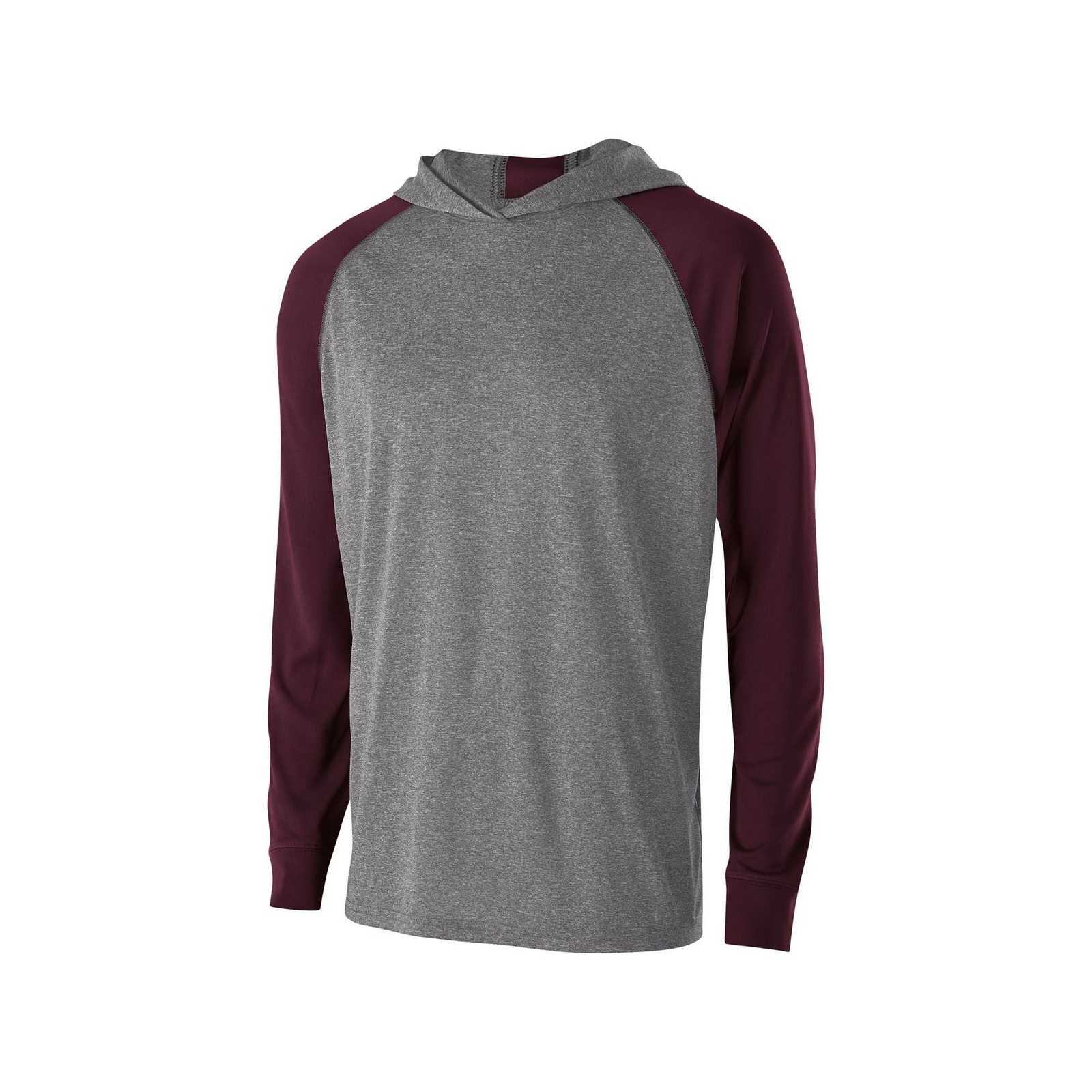 Holloway 222639 Youth Echo Hoodie - Graphite Heather Maroon - HIT a Double