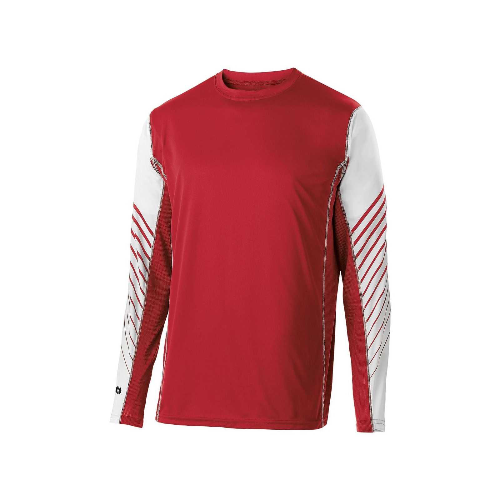Holloway 222641 Youth Arc Shirt Long Sleeve - Scarlet White - HIT a Double