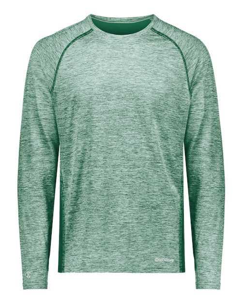 Holloway 222670 Youth Electrify CoolCore Long Sleeve T-Shirt - Dark Green Heather - HIT a Double