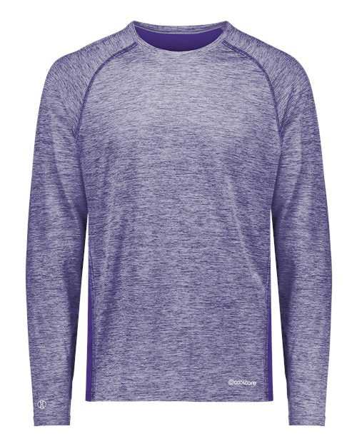Holloway 222670 Youth Electrify CoolCore Long Sleeve T-Shirt - Purple Heather - HIT a Double