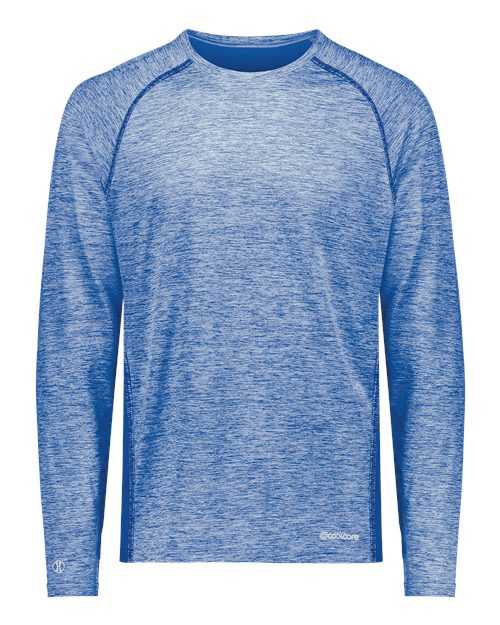 Holloway 222670 Youth Electrify CoolCore Long Sleeve T-Shirt - Royal Heather - HIT a Double