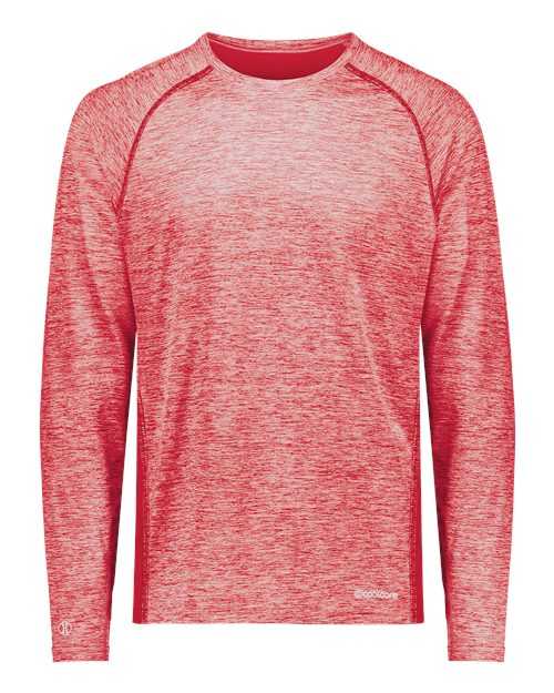 Holloway 222670 Youth Electrify CoolCore Long Sleeve T-Shirt - Scarlet Heather - HIT a Double