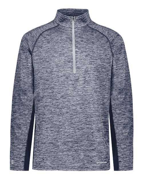 Holloway 222674 Youth Electrify CoolCore Quarter-Zip Pullover - Navy Heather - HIT a Double