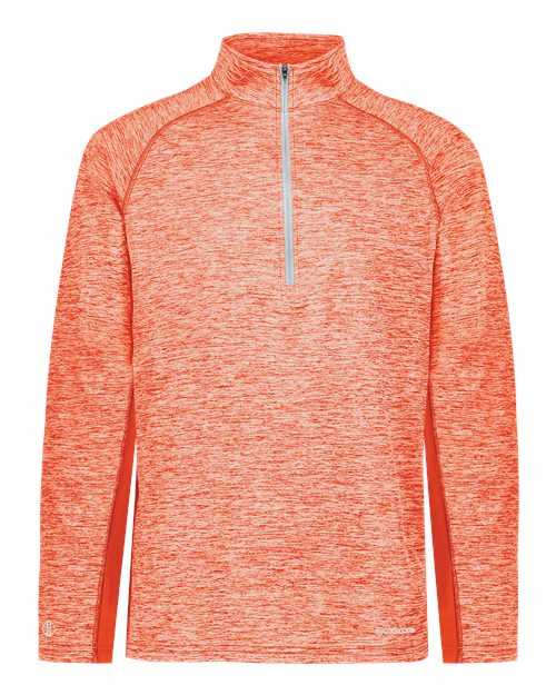 Holloway 222674 Youth Electrify CoolCore Quarter-Zip Pullover - Orange Heather - HIT a Double