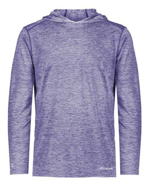 Holloway 222689 Youth Electrify CoolCore Hooded Pullover - Purple Heather - HIT a Double
