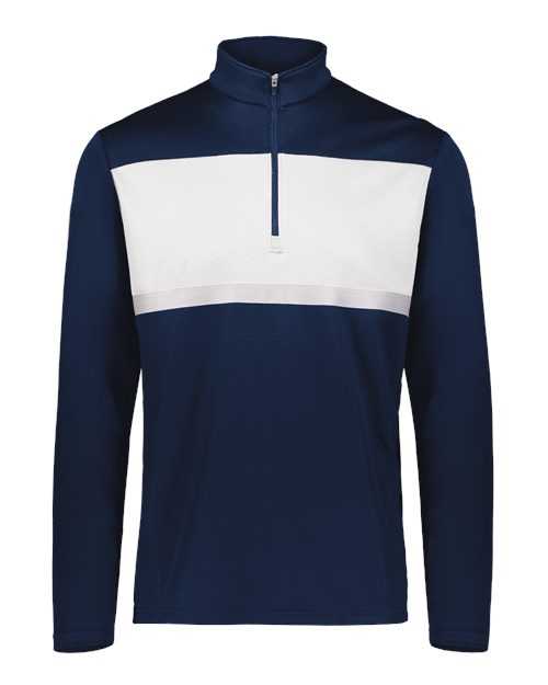 Holloway 222691 Youth Prism Bold Quarter-Zip Pullover - Navy White - HIT a Double