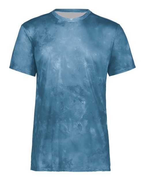 Holloway 222696 Youth Cotton-Touch Cloud T-Shirt - Columbia Blue Cloud Print - HIT a Double