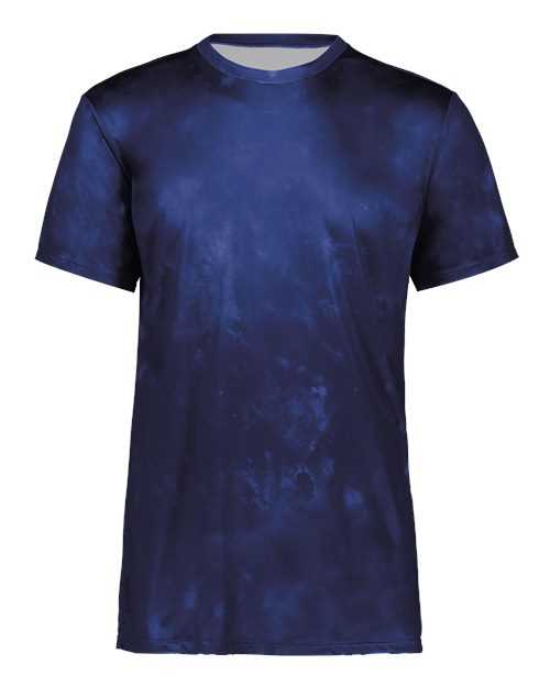 Holloway 222696 Youth Cotton-Touch Cloud T-Shirt - Navy Cloud Print - HIT a Double