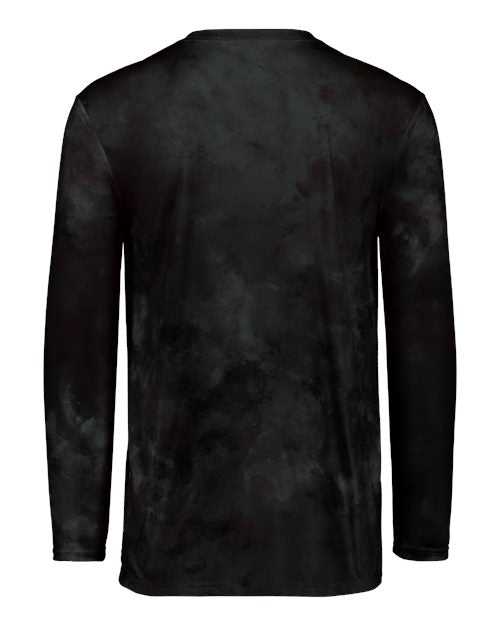 Holloway 222697 Youth Cotton-Touch Cloud Long Sleeve T-Shirt - Black Cloud Print - HIT a Double